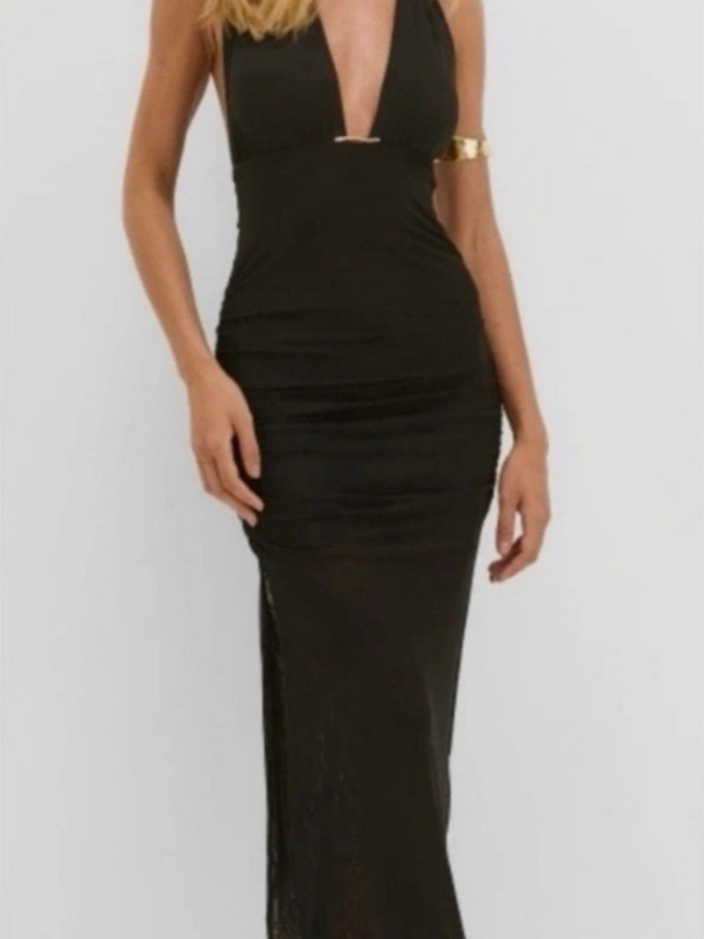 Caroline Constas Salma Brown Halter Maxi Beach Dress or Coverup with Gold Accent - Picture 7 of 7